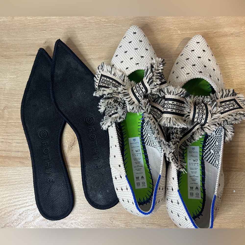 Rare Rothy’s Mary Jane Tuxedo Dots With Bow Women's Shoes 7 - Picture 5 of 6
